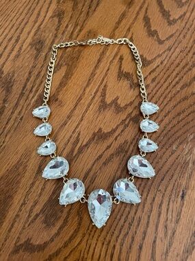 Gold-Tone Clear Teardrop Statement Necklace - Women Jewelry